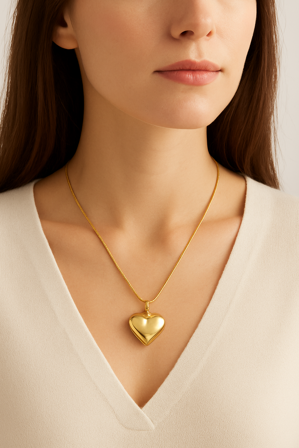 Elegant Gold-Toned Heart Pendant Necklace