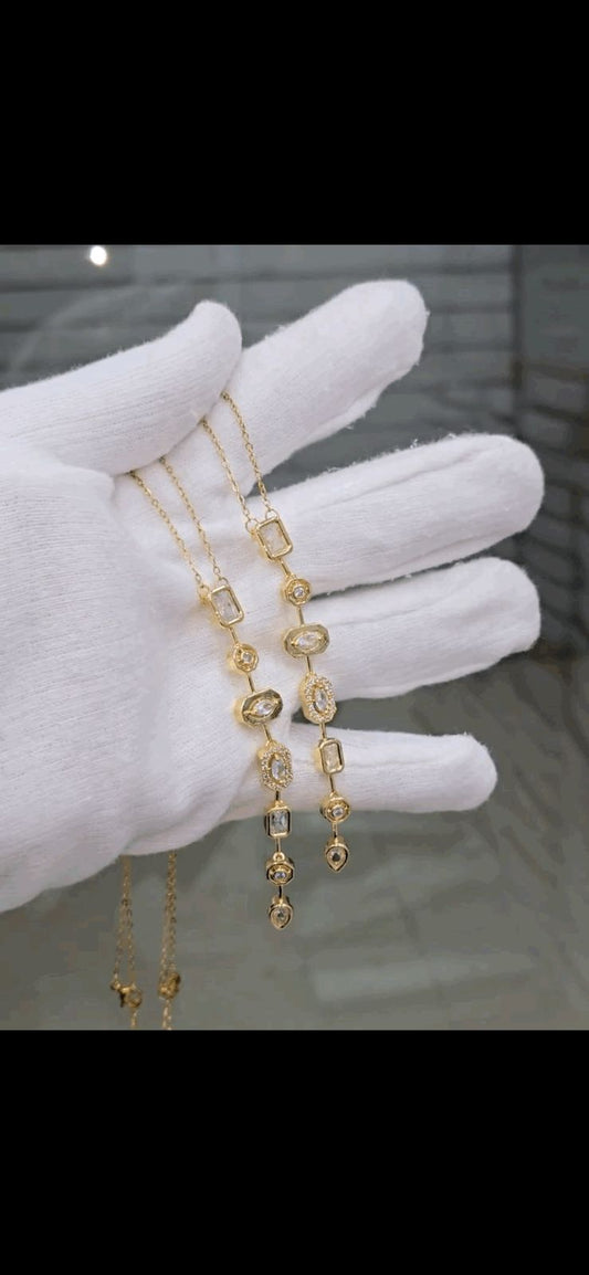 Femmora Jewels Premium Anti-Tarnish Crystal Charm Necklace – Long Minimal Chain Design