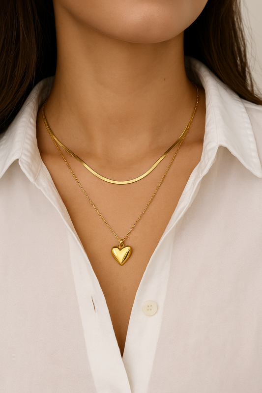 Elegant Anti-Tarnish Gold Chain with Heart Pendant “Colour Guarantee & Anti-Tarnish”