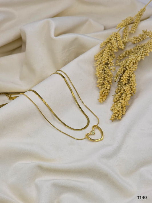 Anti-Tarnish Gold Open Heart Pendant Necklace